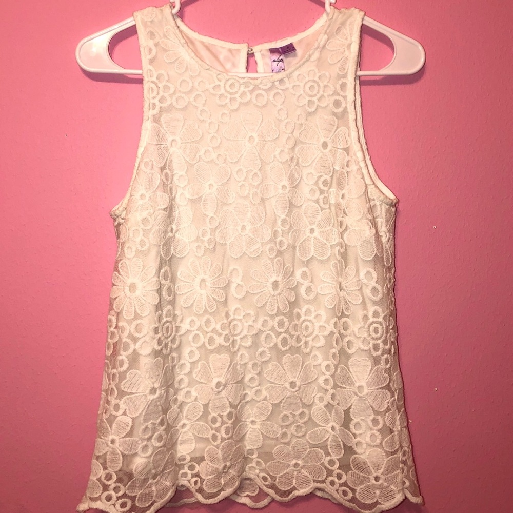 White Floral Tank Top